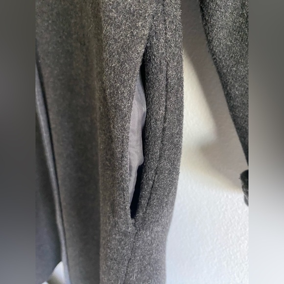 Uniqlo Double Face Collarless Grey Wool Coat - Picture 6 of 9